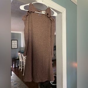 Long sleeve, cold shoulder ribbed dress
